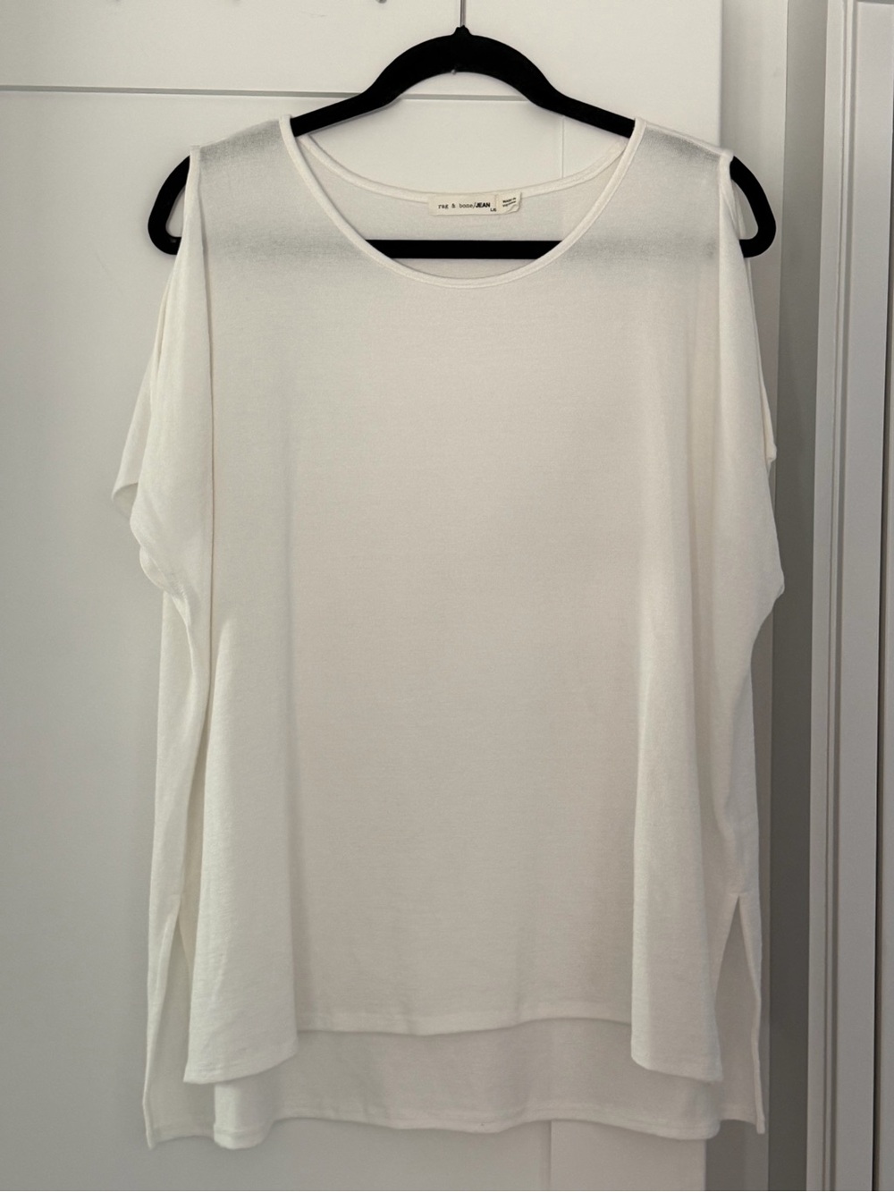 rag & bone White Split Sleeve Top